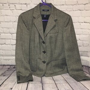 CHAPS Gray Herringbone wool 3 button blazer Sz 4